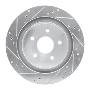 Dodge Ram 1500 Pickup Brake Rotor (1) - Rear Left - R1 Concepts - Drilled & Slotted - Silver - `04-`06